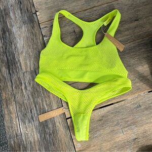 NWT Skims Neon Green Mesh Bikini Set L